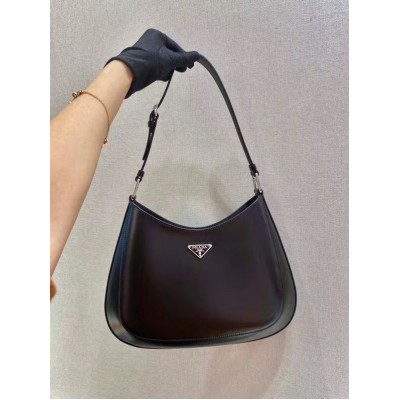 Prada Cleo Shoulder Large Bag In Black Brushed Leather LDBS244678