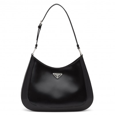 Prada Cleo Shoulder Large Bag In Black Brushed Leather LDBS244678