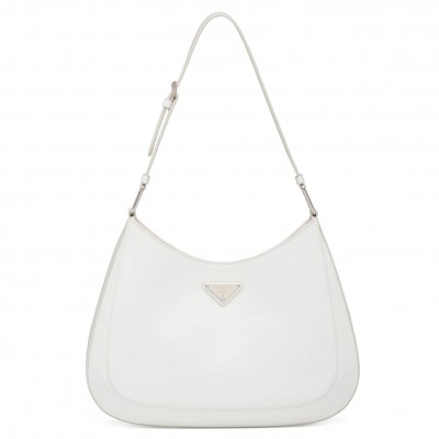 Prada Cleo Shoulder Large Bag In White Brushed Leather LDBS244681