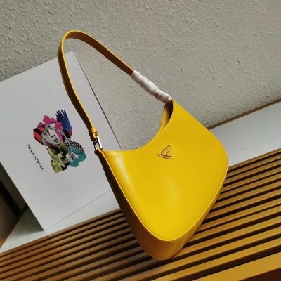 Prada Cleo Shoulder Small Bag In Yellow Brushed Leather LDBS244686