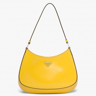 Prada Cleo Shoulder Small Bag In Yellow Brushed Leather LDBS244686