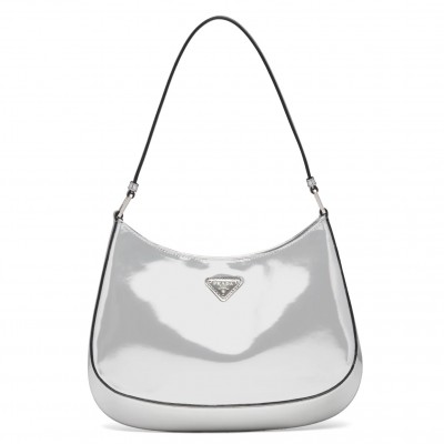 Prada Cleo Small Shoulder Bag In Silver Brushed Leather LDBS244688