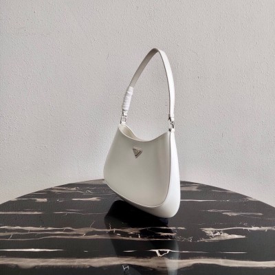 Prada Cleo Small Shoulder Bag In White Brushed Leather LDBS244689