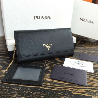 Prada Continental Wallet In Black Saffiano Leather LDBS244690