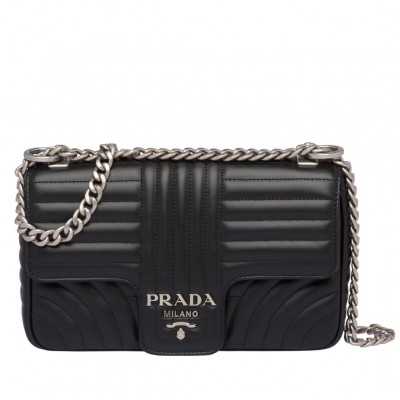 Prada Diagramme Flap Bag In Black Calfskin LDBS244702