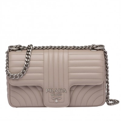 Prada Diagramme Flap Bag In Grey Calfskin LDBS244704