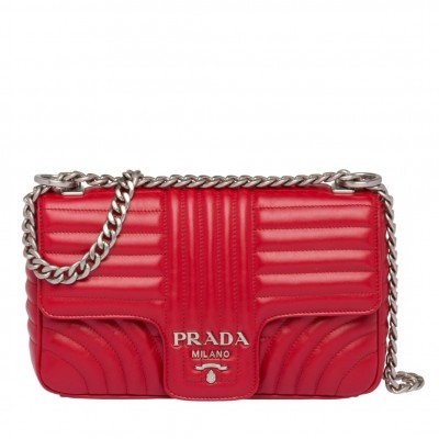 Prada Diagramme Flap Bag In Red Calfskin LDBS244706