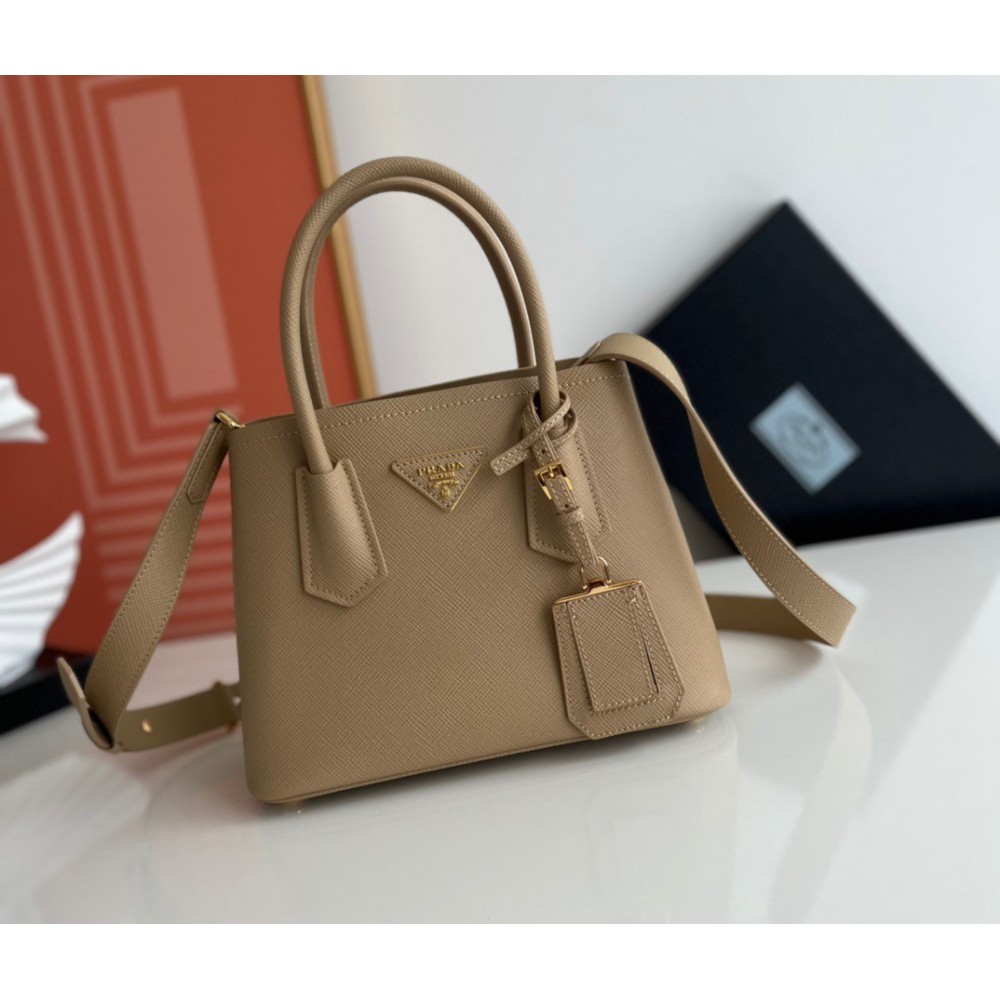 Prada Double Mini Bag In Beige Saffiano Leather LDBS244707