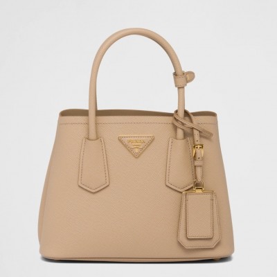 Prada Double Mini Bag In Beige Saffiano Leather LDBS244707