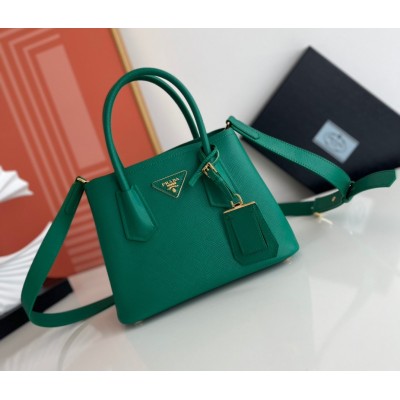 Prada Double Mini Bag In Green Saffiano Leather LDBS244709