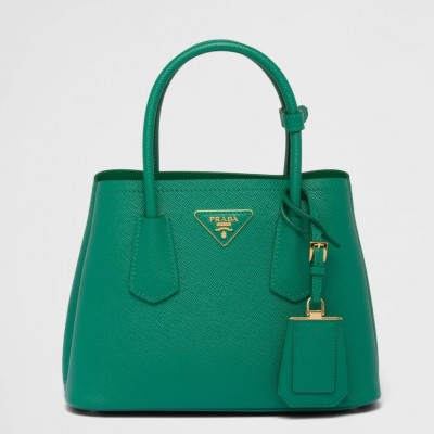 Prada Double Mini Bag In Green Saffiano Leather LDBS244709