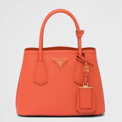 Prada Double Mini Bag In Orange Saffiano Leather LDBS244710