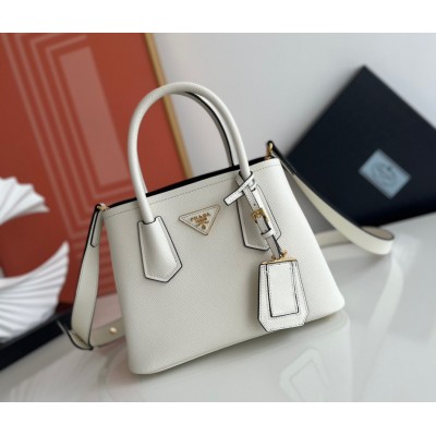 Prada Double Mini Bag In White Saffiano Leather LDBS244711