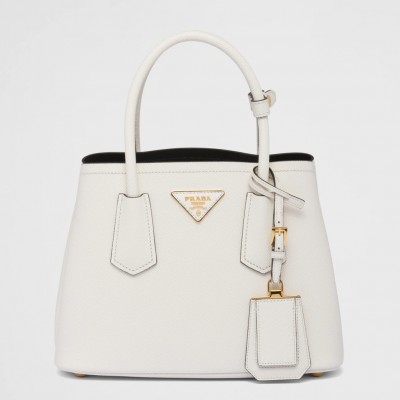 Prada Double Mini Bag In White Saffiano Leather LDBS244711