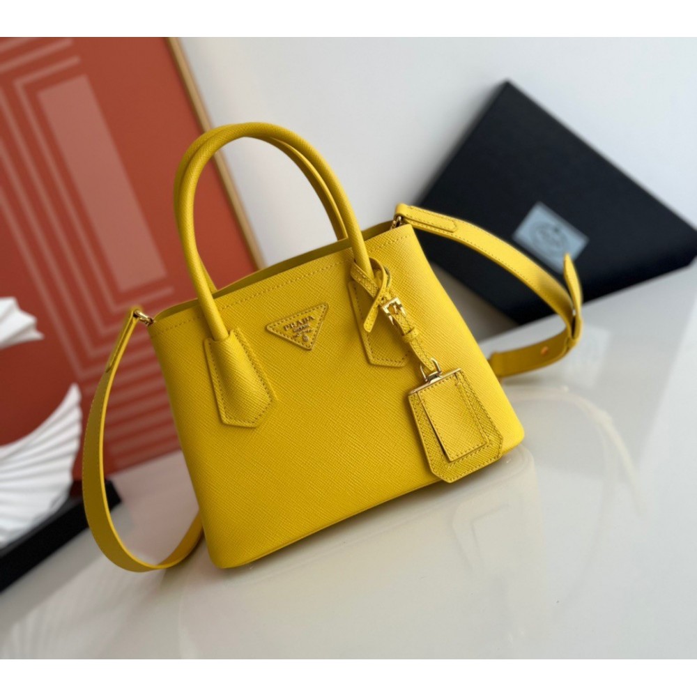 Prada Double Mini Bag In Yellow Saffiano Leather LDBS244712