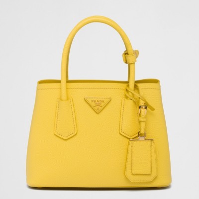 Prada Double Mini Bag In Yellow Saffiano Leather LDBS244712