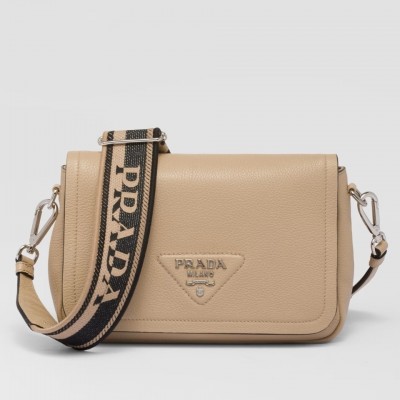 Prada Flap Shoulder Bag in Sand Grained Leather LDBS244728