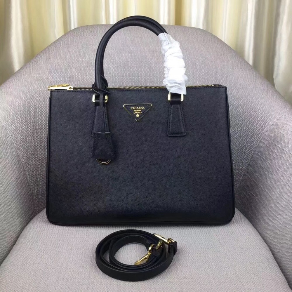 Prada Galleria Medium Bag In Black Saffiano Leather LDBS244734