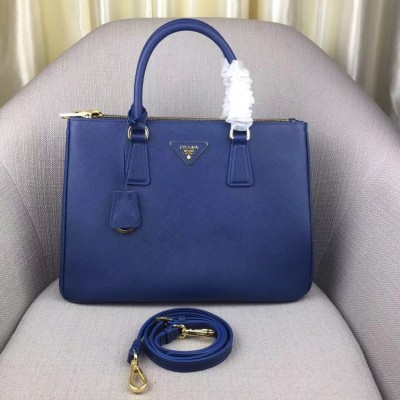 Prada Galleria Medium Bag In Blue Saffiano Leather LDBS244735