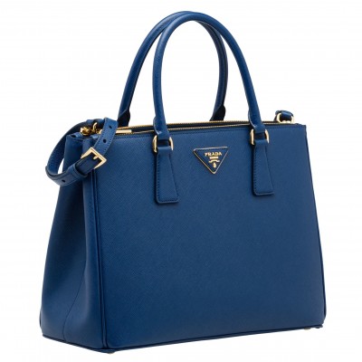 Prada Galleria Medium Bag In Blue Saffiano Leather LDBS244735