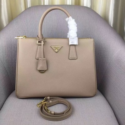 Prada Galleria Medium Bag In Grey Saffiano Leather LDBS244736