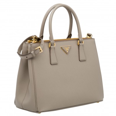 Prada Galleria Medium Bag In Grey Saffiano Leather LDBS244736