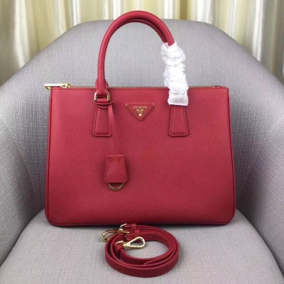 Prada Galleria Medium Bag In Red Saffiano Leather LDBS244738