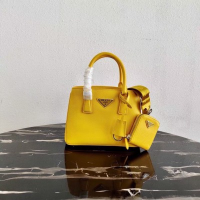 Prada Galleria Micro Bag In Yellow Saffiano Leather LDBS244742