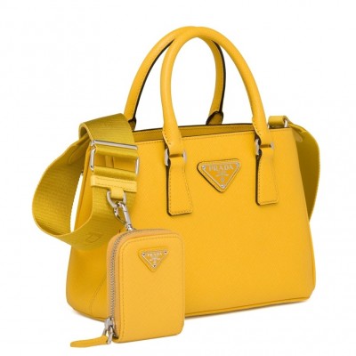 Prada Galleria Micro Bag In Yellow Saffiano Leather LDBS244742