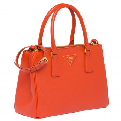 Prada Galleria Small Bag In Orange Saffiano Leather LDBS244746