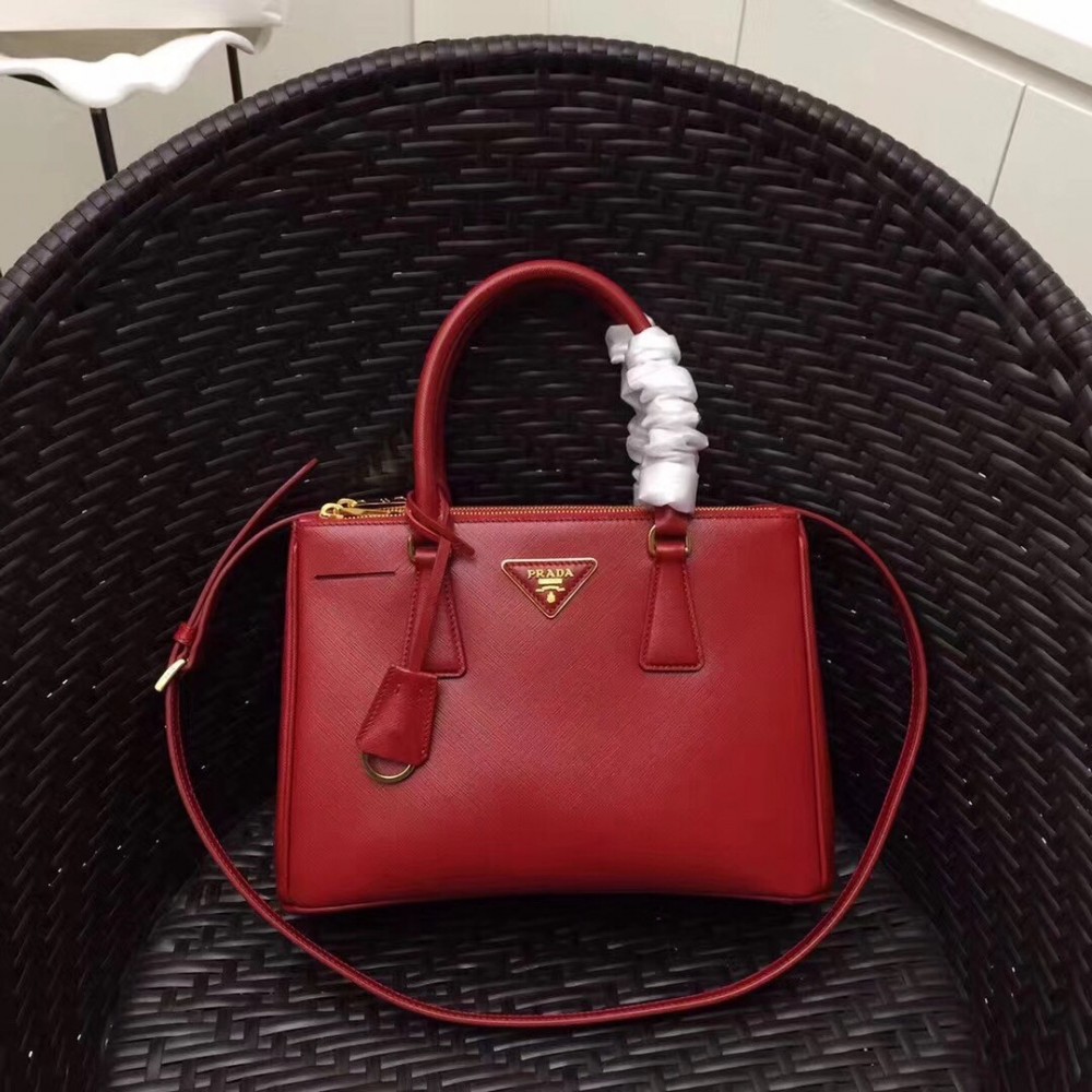 Prada Galleria Small Bag In Red Saffiano Leather LDBS244748