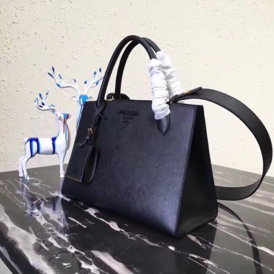 Prada Large Monochrome Bag In Black Saffiano Leather LDBS244756