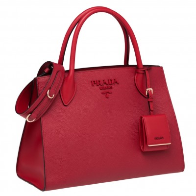 Prada Large Monochrome Bag In Red Saffiano Leather LDBS244759