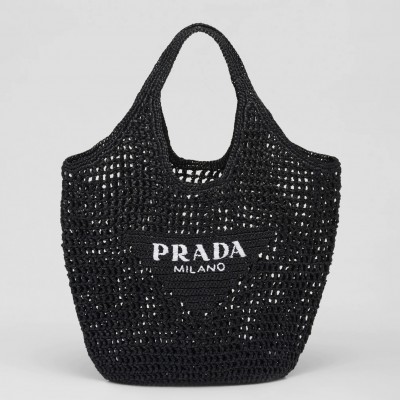 Prada Large Tote Bag In Black Raffia LDBS244769