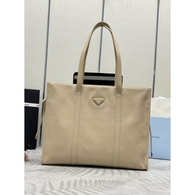 Prada Large Tote Bag in Beige Lambskin LDBS244763