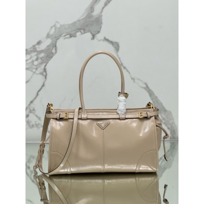 Prada Large Tote Bag in Beige Soft Leather LDBS244765