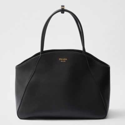 Prada Large Tote Bag in Black Smooth Calfskin LDBS244770