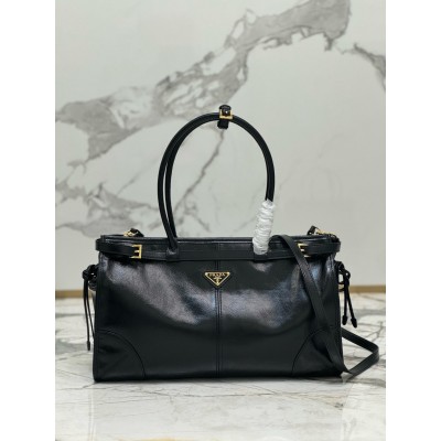 Prada Large Tote Bag in Black Soft Leather LDBS244771