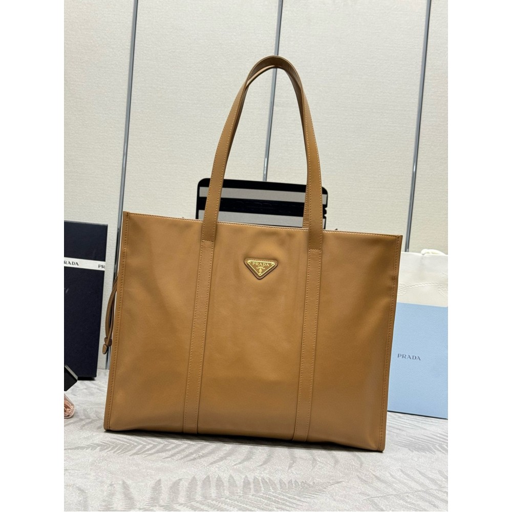 Prada Large Tote Bag in Brown Lambskin LDBS244773