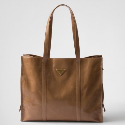 Prada Large Tote Bag in Brown Lambskin LDBS244773