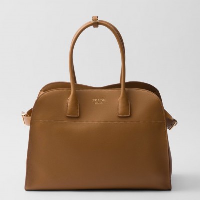 Prada Large Tote Bag in Brown Leather with Buckles LDBS244774