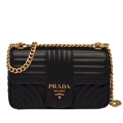 Prada Medium Diagramme Flap Bag In Black Calfskin LDBS244782