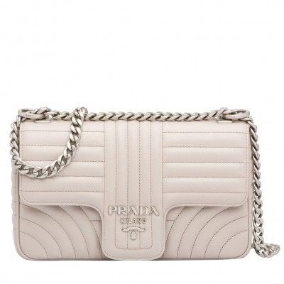 Prada Medium Diagramme Flap Bag In Ivory Calfskin LDBS244783