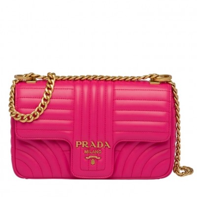 Prada Medium Diagramme Flap Bag In Rose Red Calfskin LDBS244784