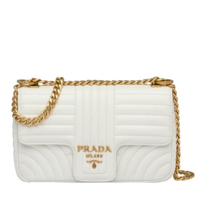 Prada Medium Diagramme Flap Bag In White Calfskin LDBS244785