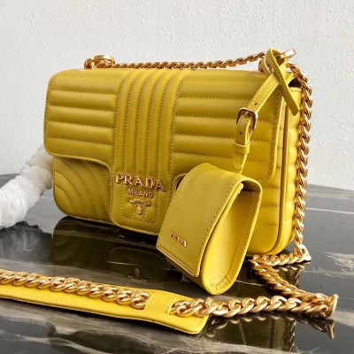 Prada Medium Diagramme Flap Bag In Yellow Calfskin LDBS244786