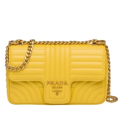 Prada Medium Diagramme Flap Bag In Yellow Calfskin LDBS244786