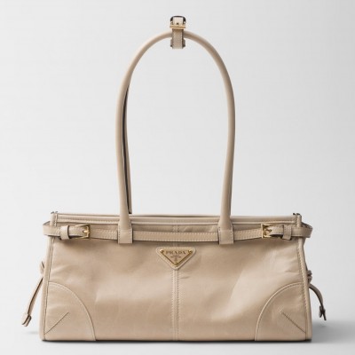 Prada Medium Tote Bag in Beige Soft Leather LDBS244790