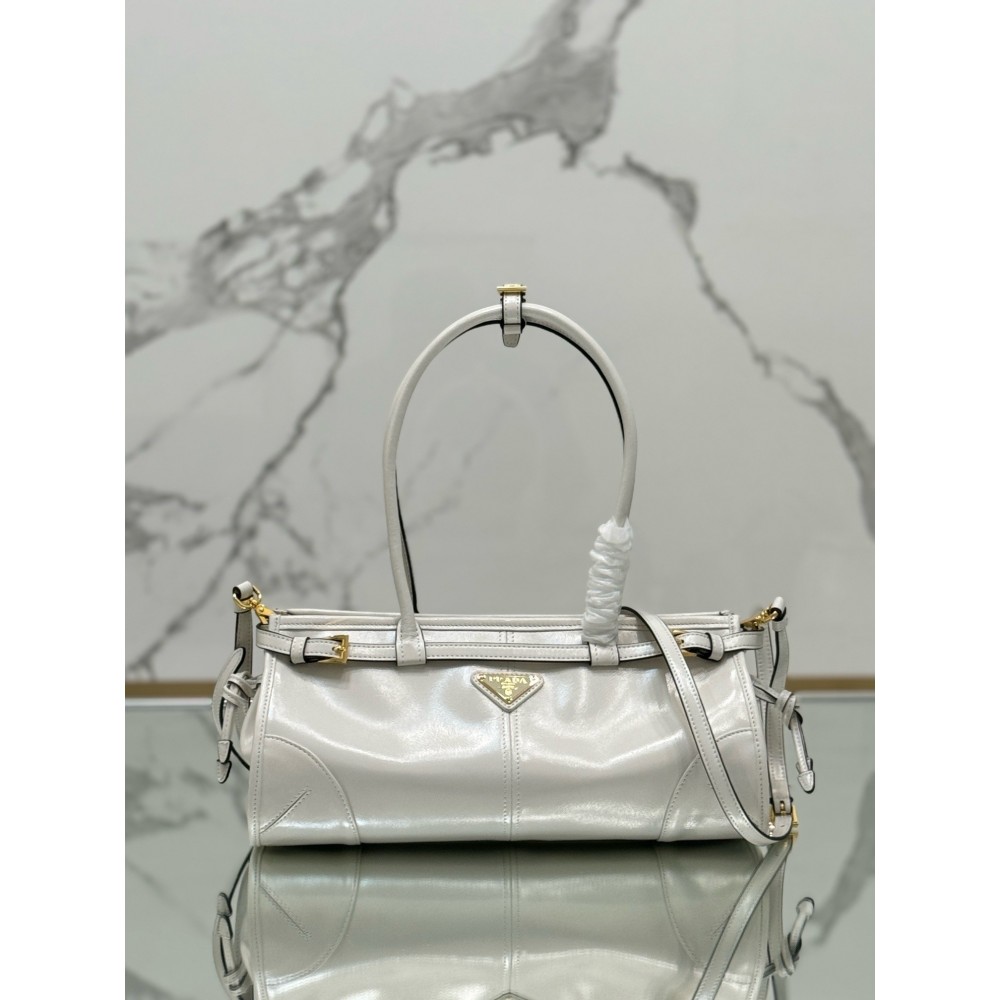 Prada Medium Tote Bag in Ivory Soft Leather LDBS244794