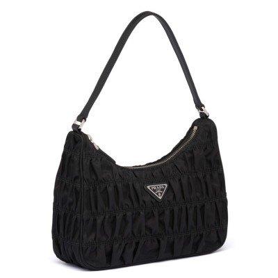 Prada Mini Hobo Bag In Black Nylon and Leather LDBS244798